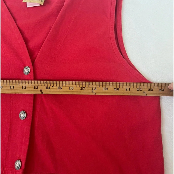 VNTG Blue Cactus size L Red Painted Southwest Boho Tribal Button Down Tank Top - Picture 8 of 11